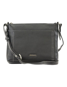 Tracks Black Zip Top Crossbody Bag In Black