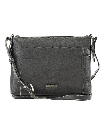 Tracks Black Zip Top Crossbody Bag In Black