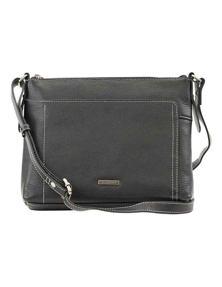 Tracks Black Zip Top Crossbody Bag In Black