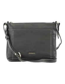 Tracks Black Zip Top Crossbody Bag In Black