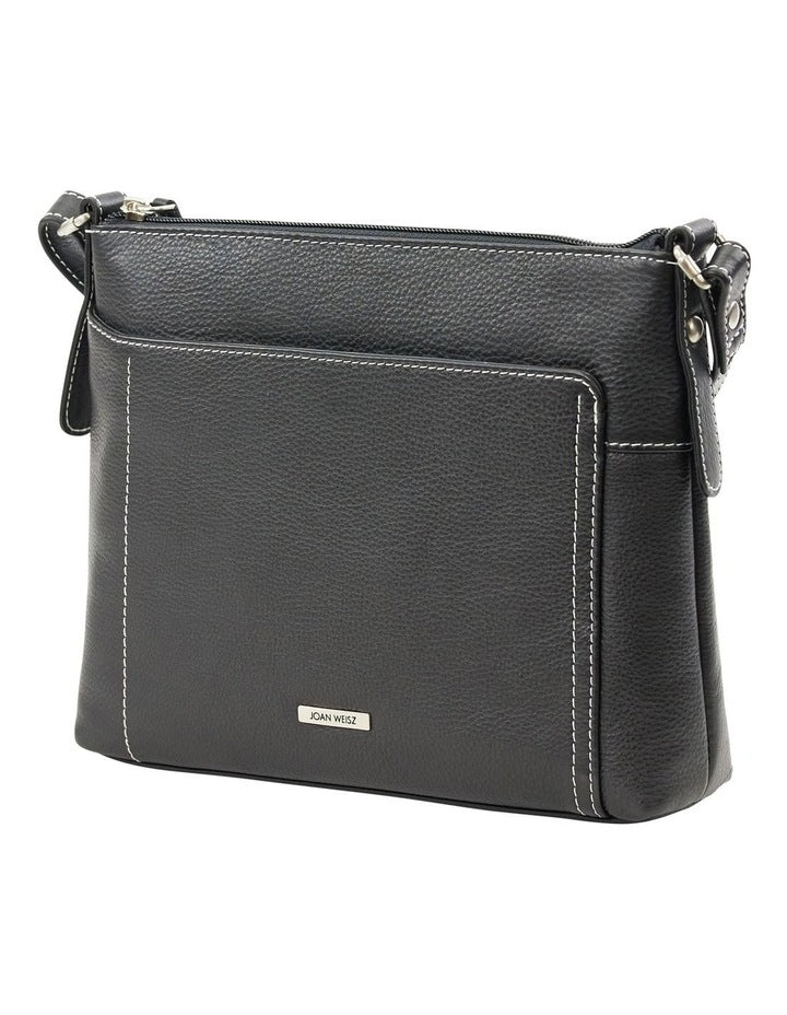 Tracks Black Zip Top Crossbody Bag In Black