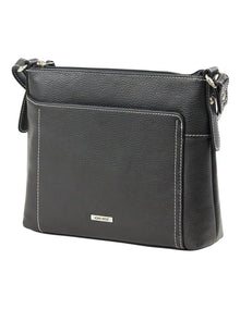 Tracks Black Zip Top Crossbody Bag In Black