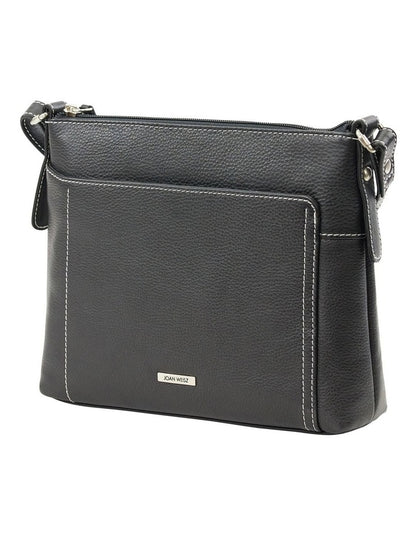 Tracks Black Zip Top Crossbody Bag In Black