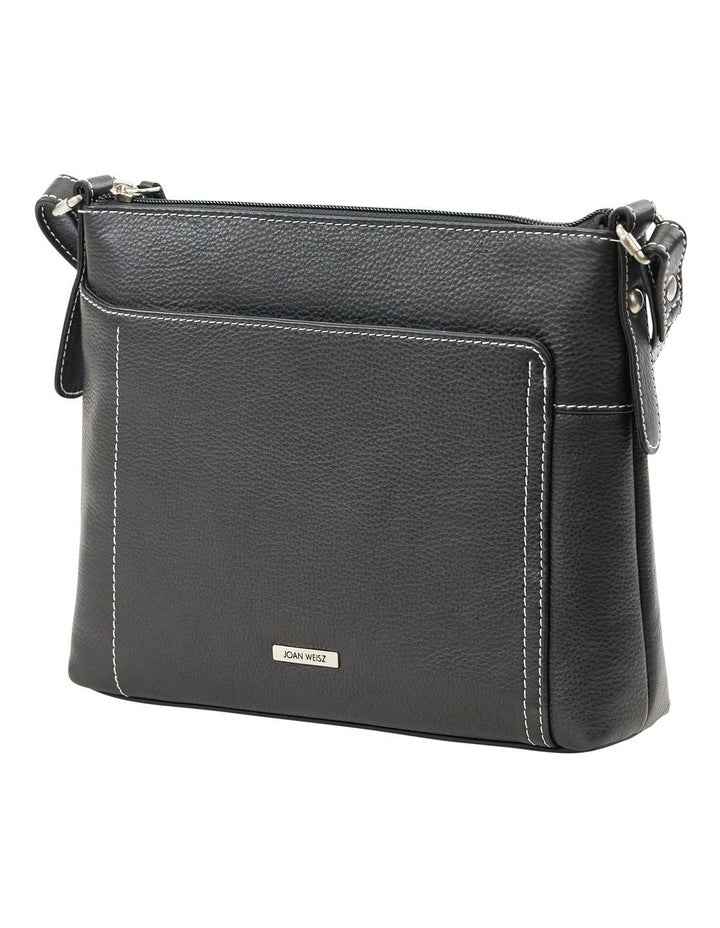 Tracks Black Zip Top Crossbody Bag In Black