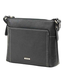Tracks Black Zip Top Crossbody Bag In Black