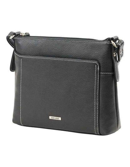 Tracks Black Zip Top Crossbody Bag In Black