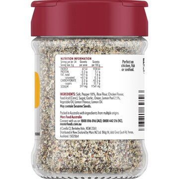 MasterFoods Large Lemon Pepper Seasoning 170g