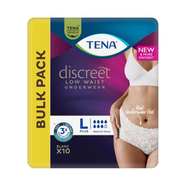 TENA DISCREET PANTS LOW WAIST BLANC SIZE L 10PACK