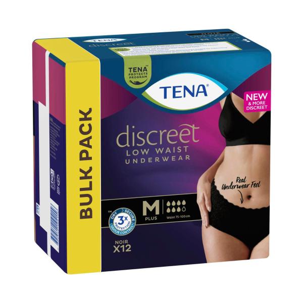 TENA DISCREET PANTS LOW WAIST NOIR SIZE M 12PACK