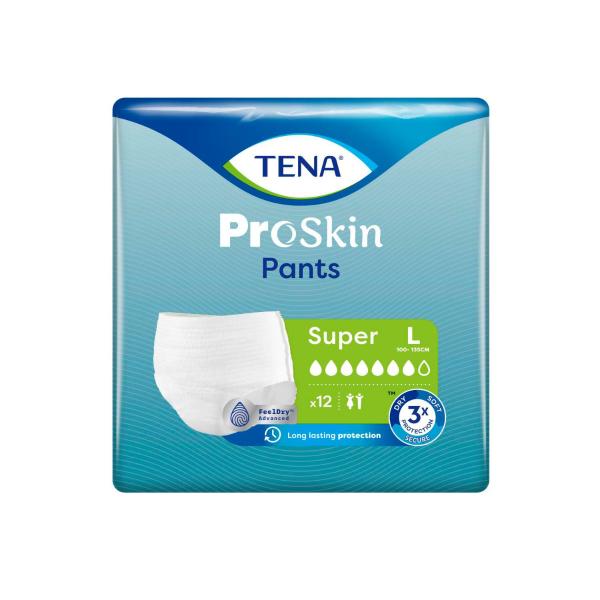 TENA INCONTINENCE SUPER PANTS SIZE LARGE 12 PACK