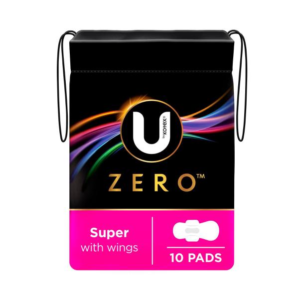 U BY KOTEX ZERO PADS SUPER WITH WINGS 10 PACK