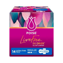 POISE LIVE FREE PADS REGULAR WITH WINGS 14 PACK