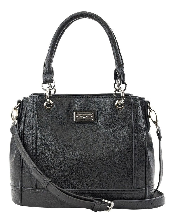 Zoe Zip Top Satchel Bag in Black