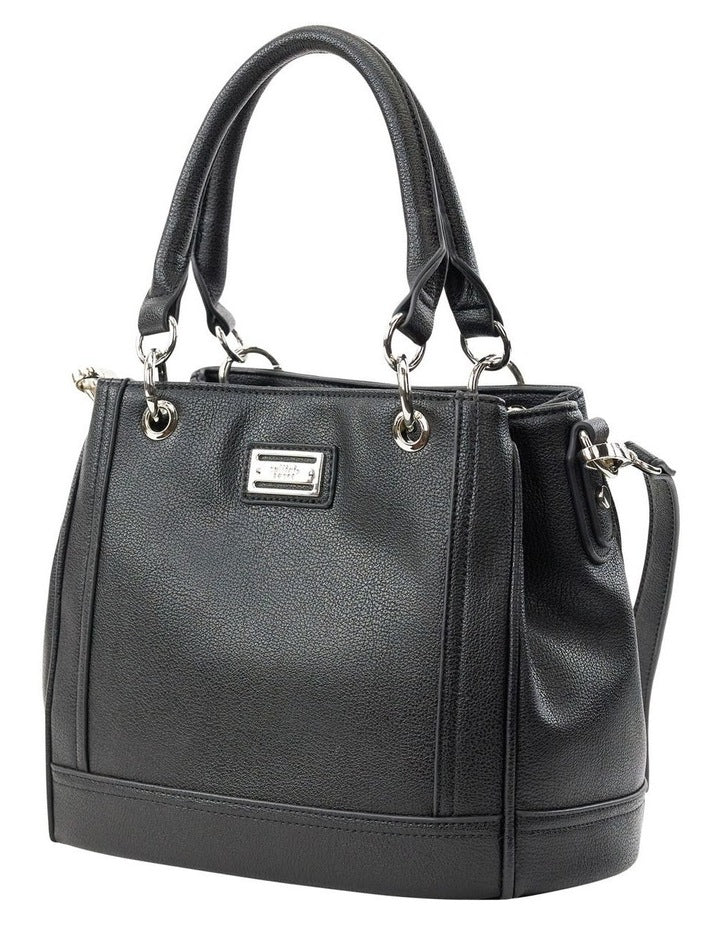 Zoe Zip Top Satchel Bag in Black