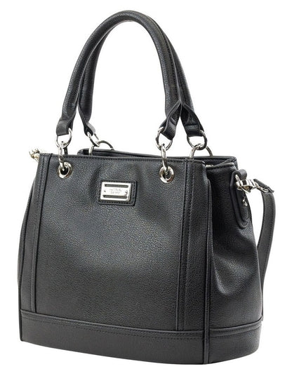 Zoe Zip Top Satchel Bag in Black