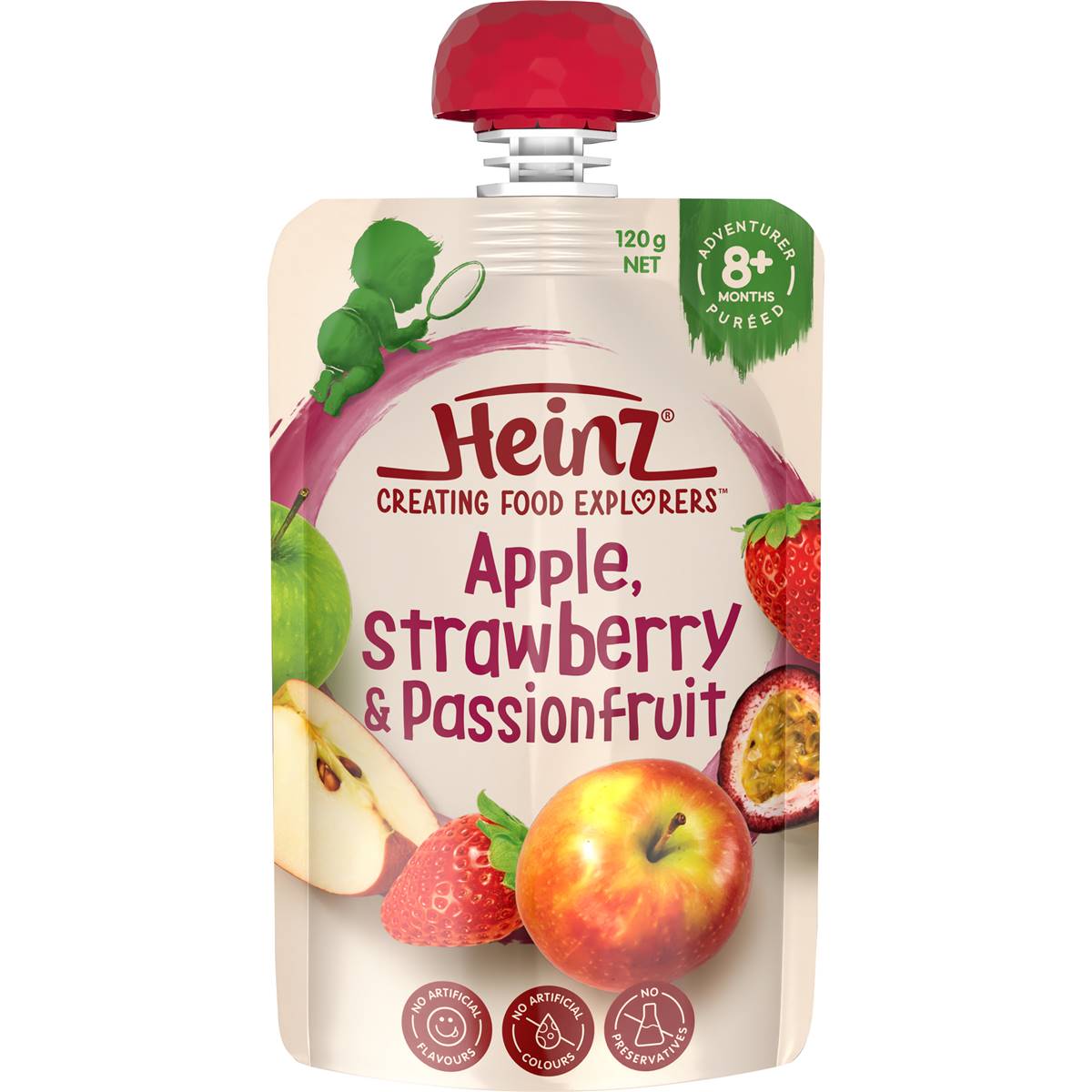 Heinz Baby Food 8+ Months Apple, Strawberry & Passionfruit 120g