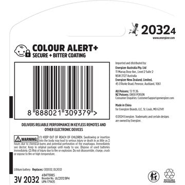 Energizer CR2032 Ultimate Lithium Coin Battery 3-In-1 Child Shield 4 pack