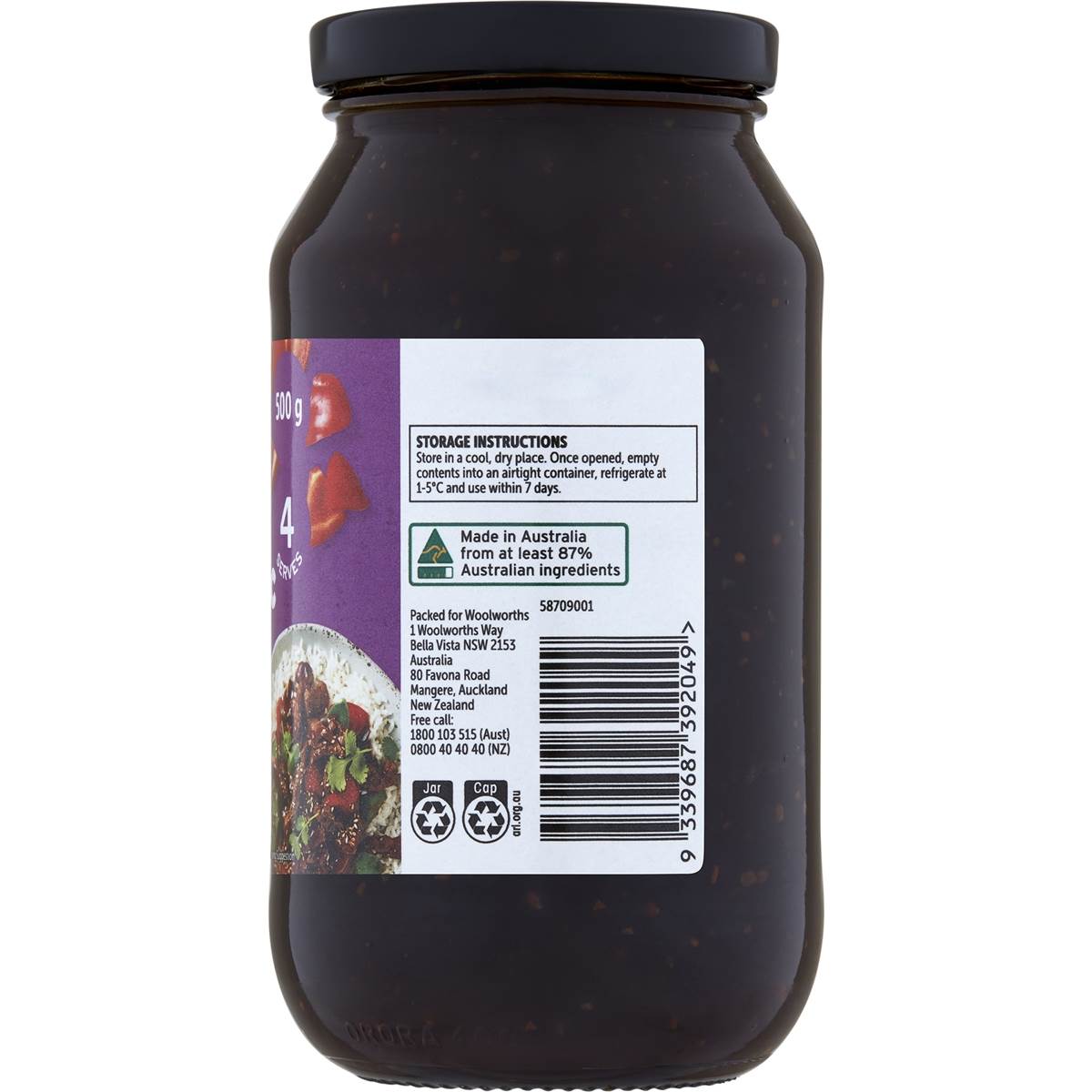 Woolworths Honey Soy & Garlic Simmer Sauce 500g