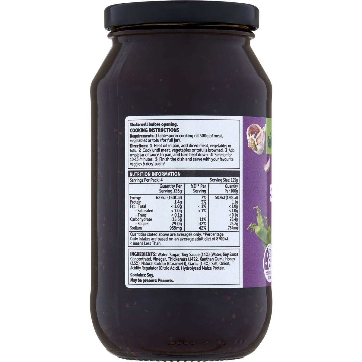 Woolworths Honey Soy & Garlic Simmer Sauce 500g