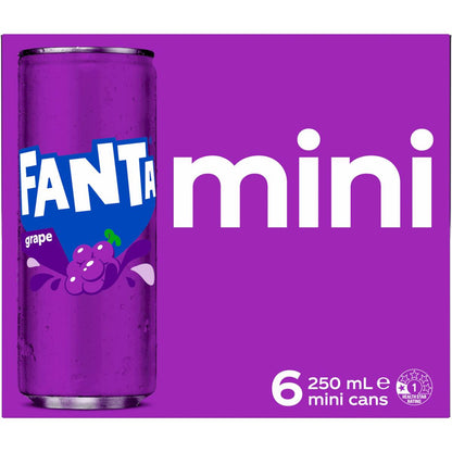 Fanta Grape Soft Drink Mini Cans 250ml x 6 pack