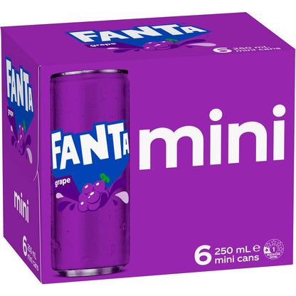 Fanta Grape Soft Drink Mini Cans 250ml x 6 pack