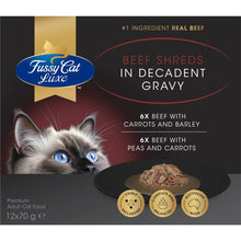 Fussy Cat Beef Shreds In Decadent Gravy Wet Cat Food 70g x 12 pack