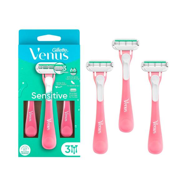 GILLETTE VENUS SENSITIVE DISPOSABLE RAZORS 3PK