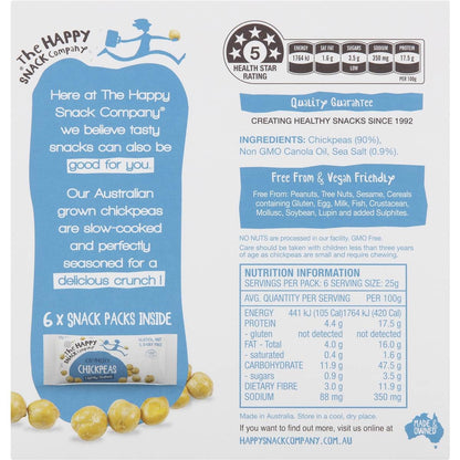 The Happy Snack Company Roasted Chickpeas Lightly Salted 6 Pack