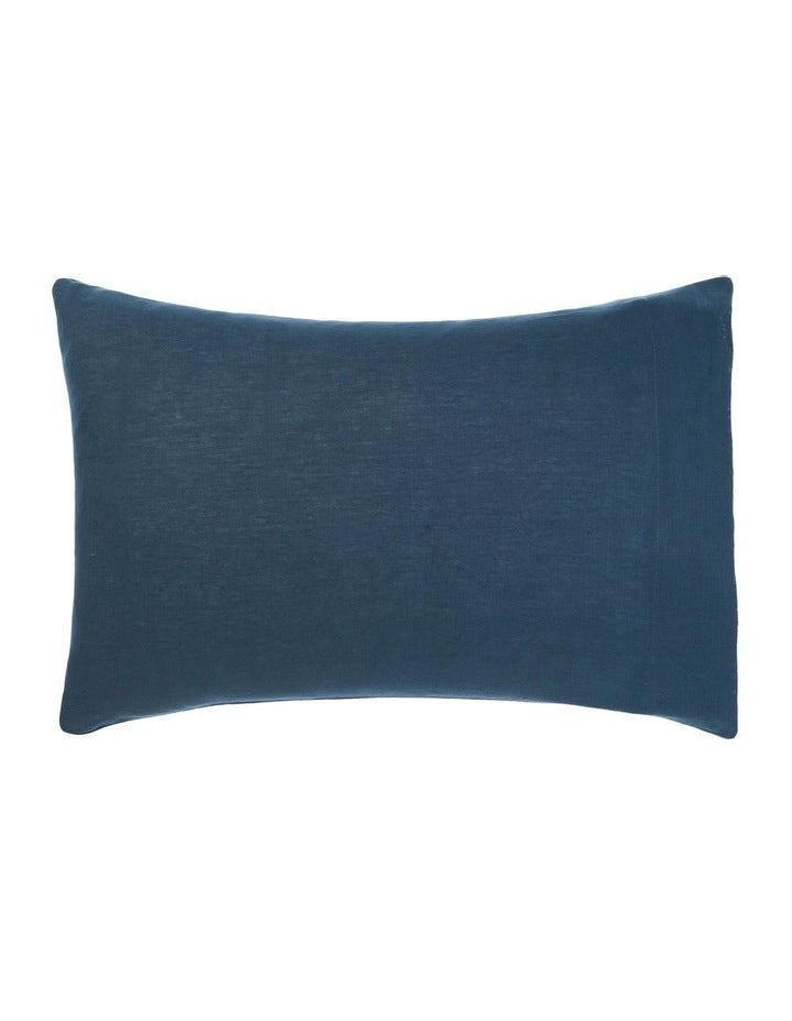 Nimes Washed European Linen Sheet Set In Navy