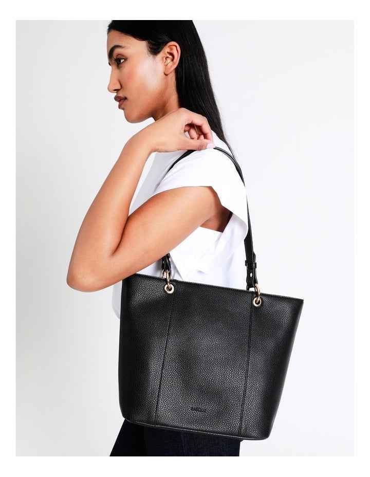 Ajay Zip Top Tote Bag in Black