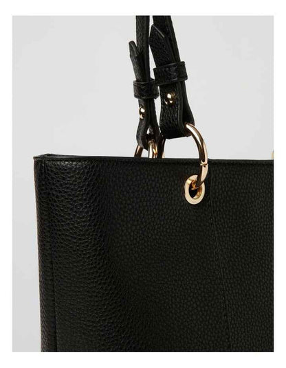 Ajay Zip Top Tote Bag in Black