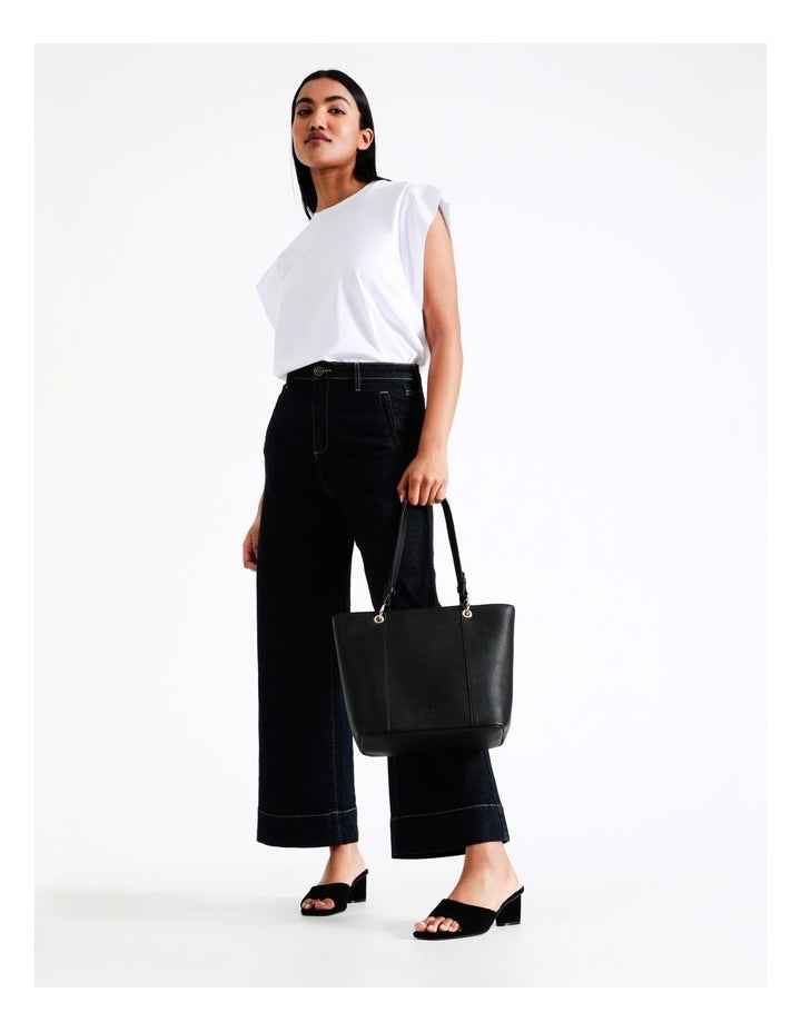 Ajay Zip Top Tote Bag in Black