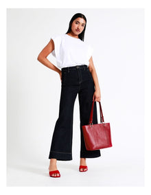 Ajay Zip Top Tote Bag in Red