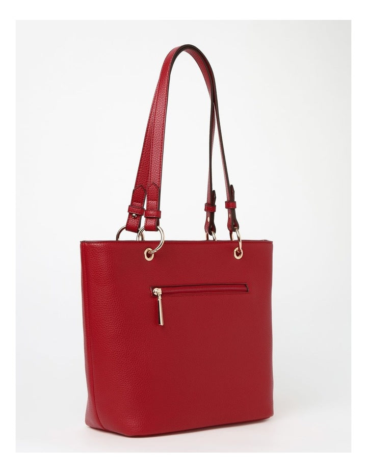Ajay Zip Top Tote Bag in Red