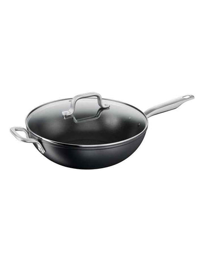Specialty Premium Hard Anodised Induction Non-Stick Wok with Lid 32cm in Black