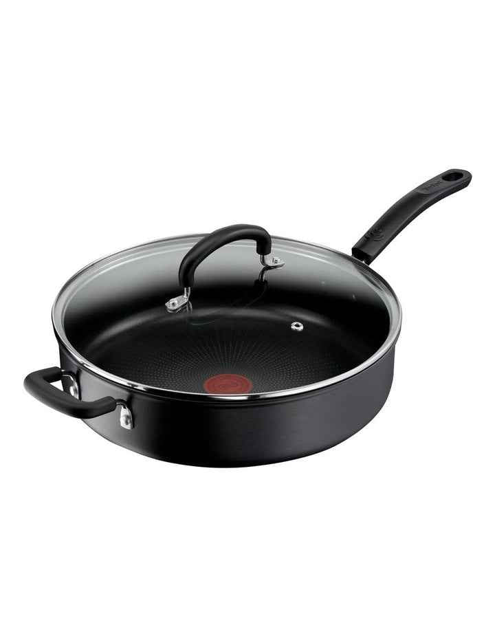 Specialty Hard Anodised Non-Stick Sautepan with Lid 30cm in Black