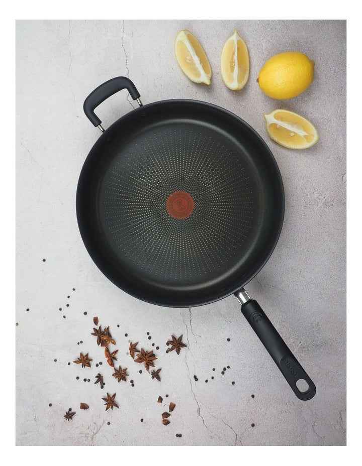 Specialty Hard Anodised Non-Stick Sautepan with Lid 30cm in Black