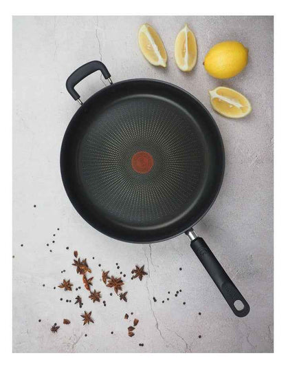 Specialty Hard Anodised Non-Stick Sautepan with Lid 30cm in Black