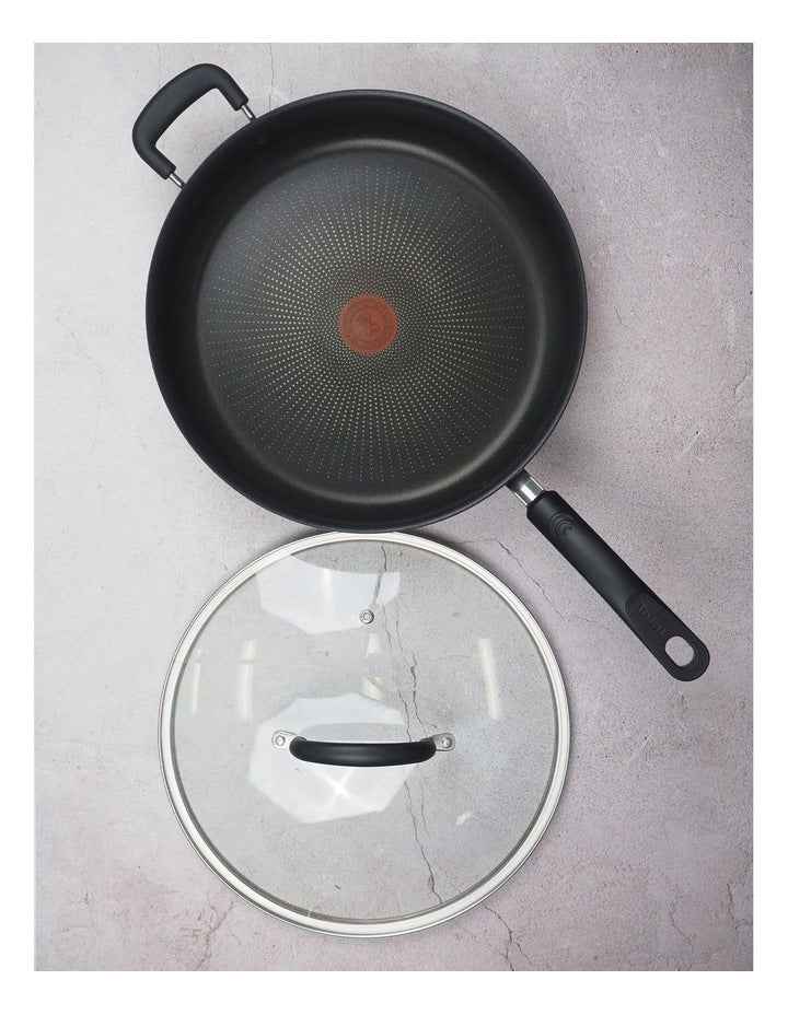 Specialty Hard Anodised Non-Stick Sautepan with Lid 30cm in Black