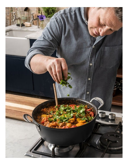 Induction Non-Stick Hard Anodised Big Batch Pan with Lid 30cm/7.2L in Grey