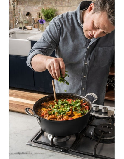 Induction Non-Stick Hard Anodised Big Batch Pan + Lid 30cm/7.2L in Grey