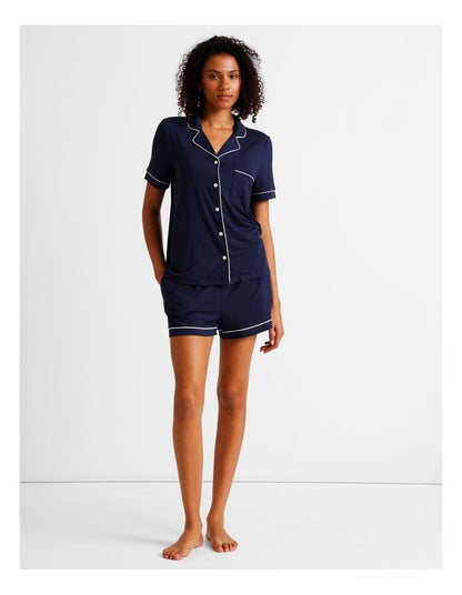 Pure Comfort Bamboo Short Sleeve Pyjama Set in Navy