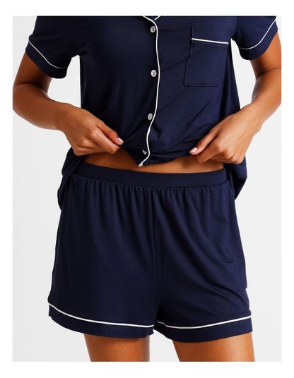 Pure Comfort Bamboo Short Sleeve Pyjama Set in Navy