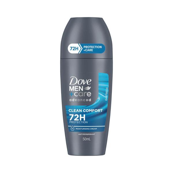 DOVE MEN ADVANCED DEODORANT ROLL ON 72HR ANTIPERSPIRANT CLEAN COMFORT 50ML