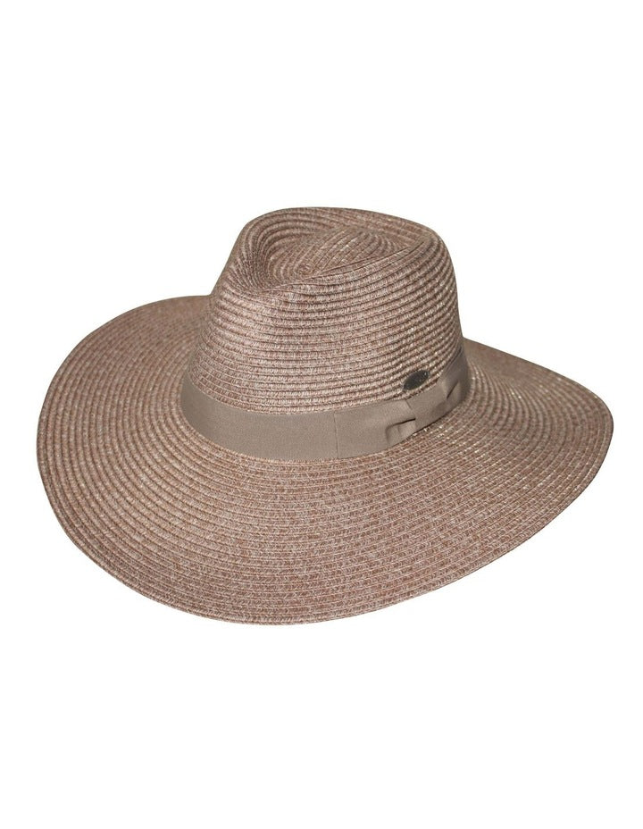 Fiona Wide Brim Fedora Hat In Sandstone