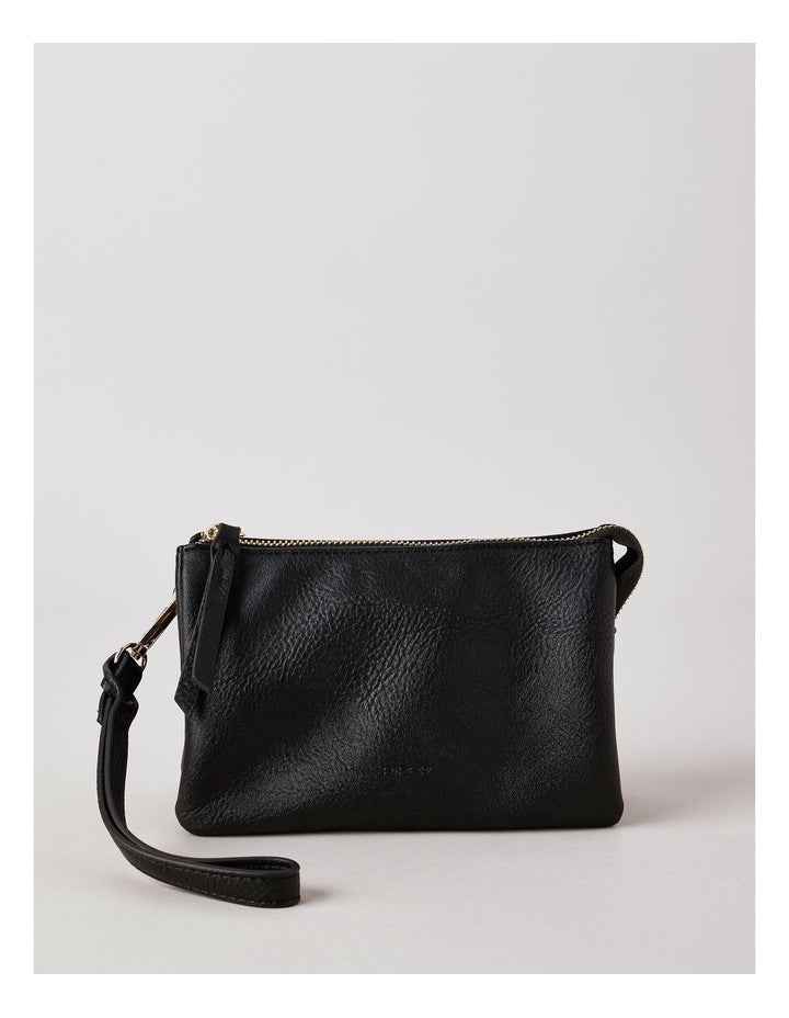 Mia Multi Gusset Crossbody Bag in Black