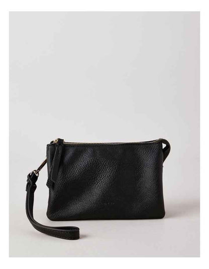 Mia Multi Gusset Crossbody Bag in Black