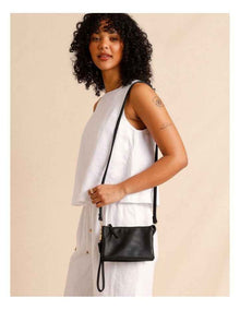 Mia Multi Gusset Crossbody Bag in Black