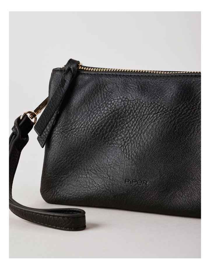 Mia Multi Gusset Crossbody Bag in Black