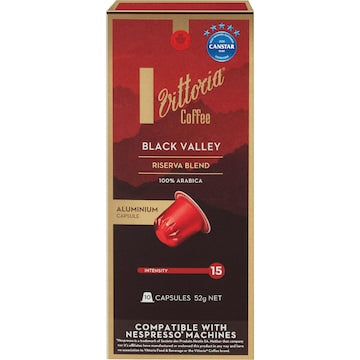 Vittoria Black Valley Nespresso Compatible Coffee Capsules 10 pack